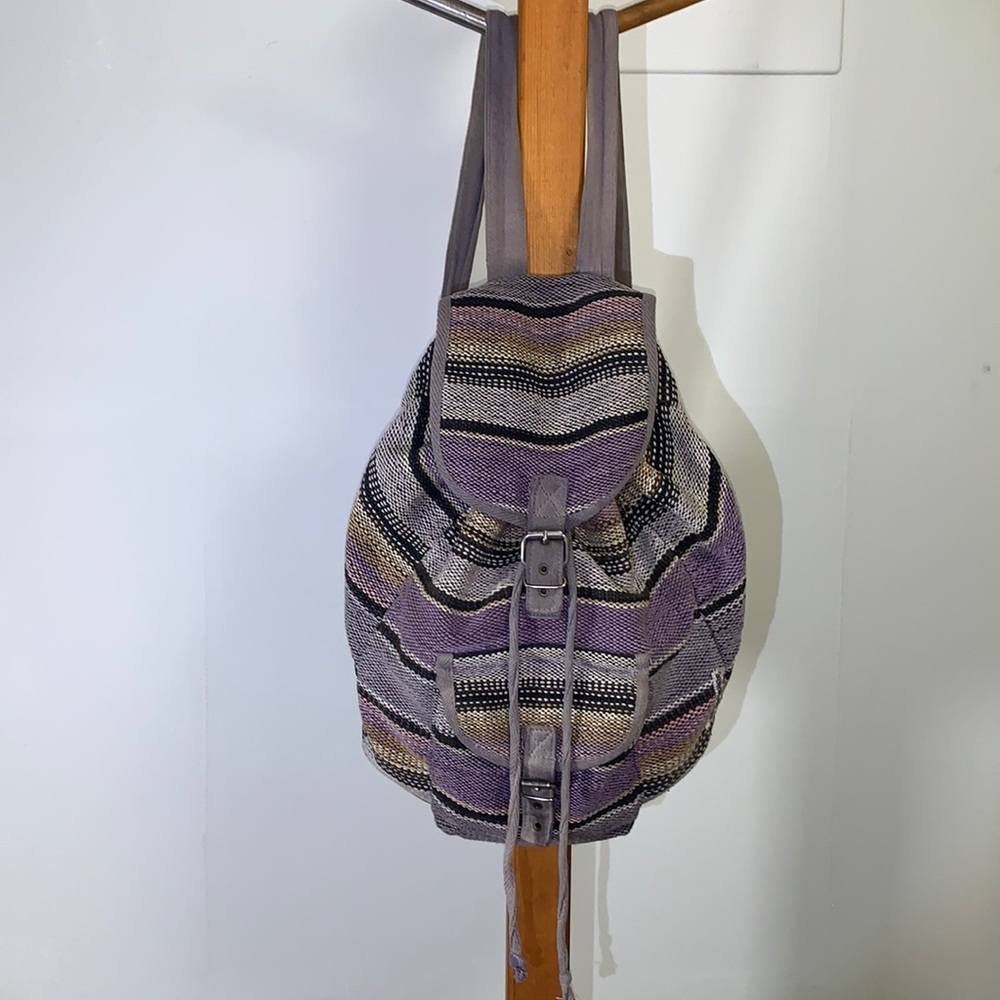 JORDACHE Vintage Backpack - Striped Woven Cotton, Made in India (Used Condition)